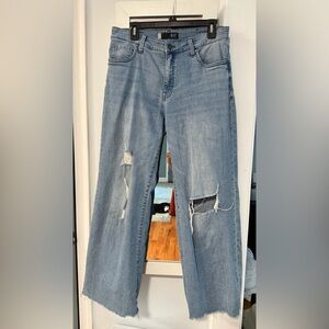 Kut from the Kloth Light Blue Distressed Wide Leg Jeans